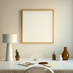 Wall Art Mock Up, Generative AI, Square Art, Blank