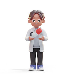 3d character of a doctor or dentist in the medical world with a stethoscope in a standing pose carrying medicine capsule isolated