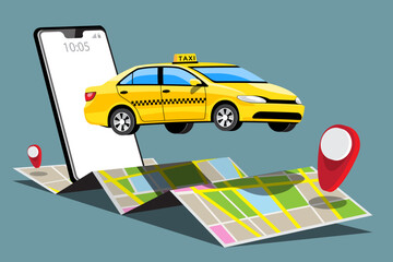 Delivery Taxi service with smartphone application vector