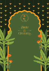 Auspicious Invitation card template. Useful for auspicious Indian days, such as House Warming, Puja, Wedding, Engagements, Spiritual activities, etc. 