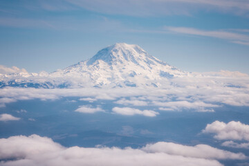 Fototapeta na wymiar Mt Rainier, Clouds Over The Mountain