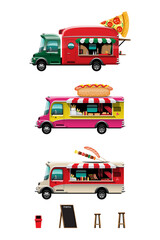 Set of food truck on white background vector illustration
