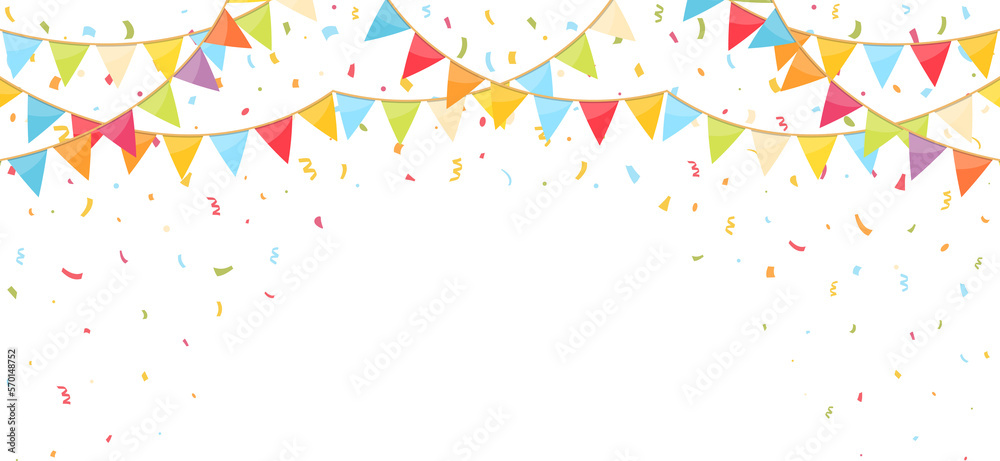 Wall mural Background with Bunting and Confetti