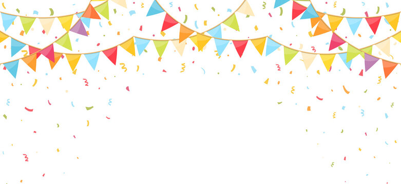 Background with Bunting and Confetti
