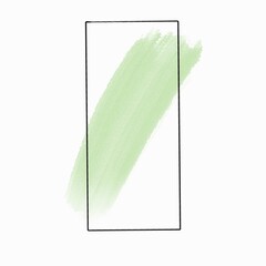 Green watercolor brush stroke on white background. Texture paper. Vector illustration.