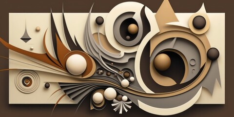 Painting in Brown and Grey Abstraction. Generative AI