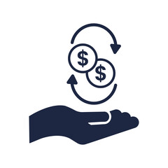 blue and white isolate money exchange business financail flat icon elements vector