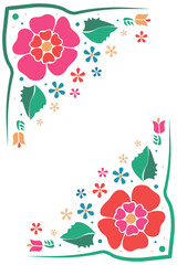 Marco colorido de flores bordado mexicano. Oaxaca.