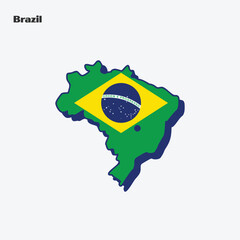 Brazil Country Nation Flag Map Infographic