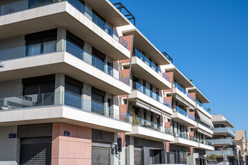 Obraz premium Modern apartment buildings with balconies seen in Barcelona, Spain