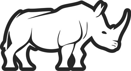 Black-white light logo with a charming rhinoceros