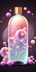 Fototapeta premium Cosmetic product advertising background Cosmetic Essence Liquid with Molecule Inside a Bubble. Generative AI