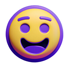 Fototapeta premium 3d emoji happy face purple outline with transparent background