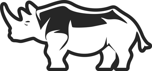 Black and white light logo with lovely rhinoceros