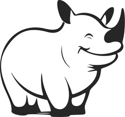Black and white Uncomplicated logo with a Pleasant Cheerful hippopotamus.