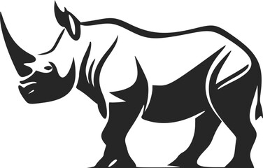 Black and white simple logo with adorable rhinoceros
