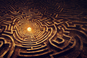 Wallpaper of maze labyrinth landscape. Generative ai