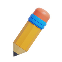 wooden school pencil 3D Icon