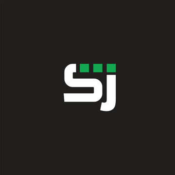 Creative letter sj logo design vector templates in black background 