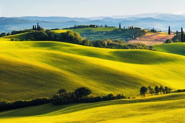 Rolgordijnen Wallpaper of tuscany landscape. Generative ai © Julian