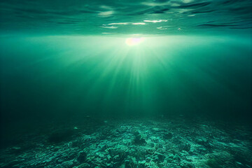 Fototapeta na wymiar Wallpaper of underwater landscape. Generative ai