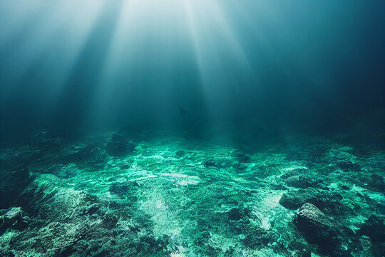 Wallpaper of underwater landscape. Generative ai © Julian