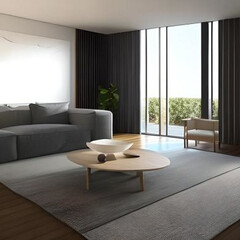 Fototapeta premium modern living room interior design. Bring the Outdoors In with a Nature Inspired Illustration