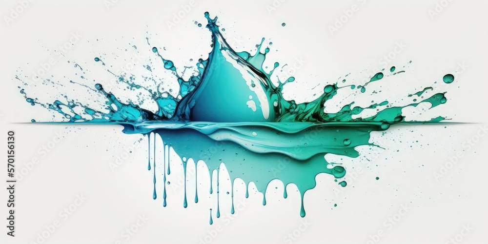 Wall mural Water splash, white background with a solitary water splash. Generative AI