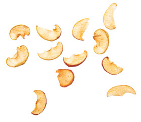 Dried apples isolated on white background.