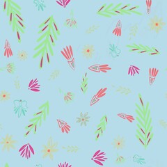 seamless pattern with leaves and herbs 