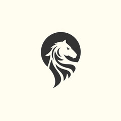 horse logo with a shape like a quotation mark