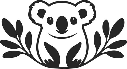 Black and white Basic logo with aesthetic and cute koala.