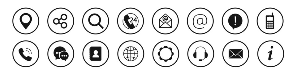 Website set icon vector. Contact us icon set. Web icon set. Vector illustration.