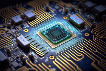 close up of electronic circuit board.Generative Ai