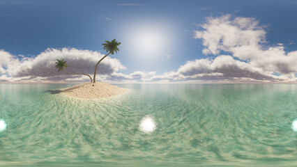 3D rendering of tropical island surrounded by sea © Antonio Solano