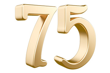 3d gold modern number 75