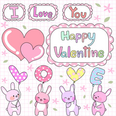 Valentine cute set fashion patch badges for sticker , postcard , invitation . vector illustration for kids