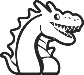 Black and white light logo with a charming cheerful crocodile.