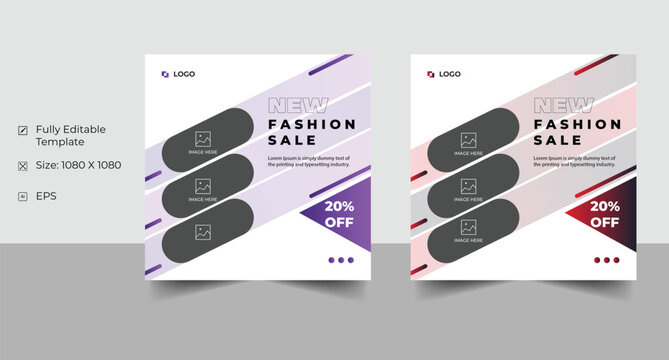 Fashion sale social medial post template design