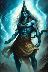 Colorful and Cosmic Painting Of God Shiva