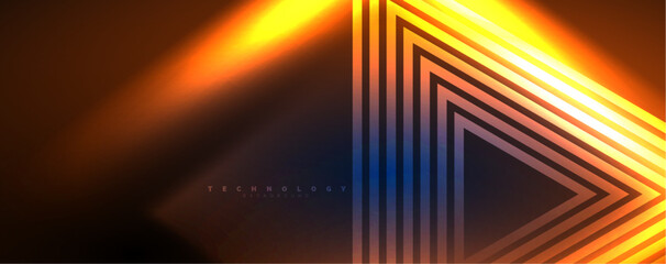 Neon glowing lines and angles, magic energy space light concept. Vector illustration for wallpaper, banner, background, leaflet, catalog, cover, flyer