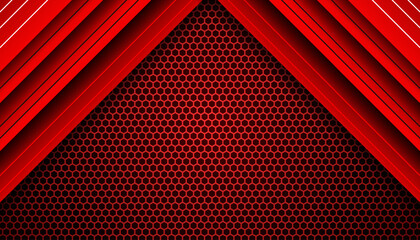 Abstract dark Red Futuristic Gaming Background with a hexagon pattern , dark Red geometric background  for banner or Offline stream, gaming background template © StudioHaxe