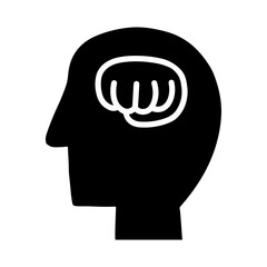 silhouette head with punch symbol