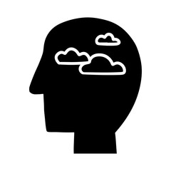 head silhouette with cloud