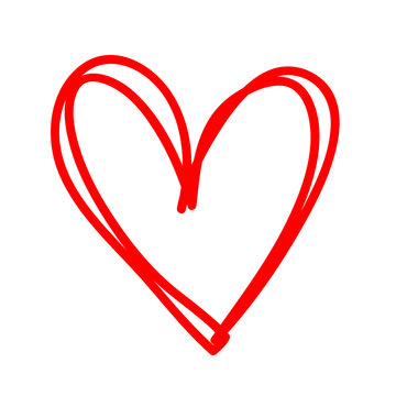 Abstract Red heart isolated on transparent background, painted with paints and a brush. Royalty high-quality free stock PNG image of The concept of valentine's day. Love symbol, Hand drawn hearts