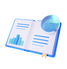 Business analysis report with graphs 3d rendering illustration