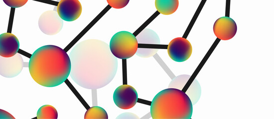 Line points connections geometric landing page background. Fluid circles and spheres with liquid gradients. Vector Illustration For Wallpaper, Banner, Background, Card, Book Illustration, landing page