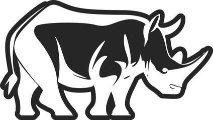 Black and white light logo with adorable rhinoceros