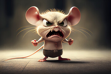 Angry Mouse Wearing Hat Artwork, The Miniature Mouse showing Anger, Concept Art, Generative AI - obrazy, fototapety, plakaty