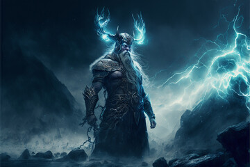 The Norse God Loki in Jotunheim - Generative AI - obrazy, fototapety, plakaty